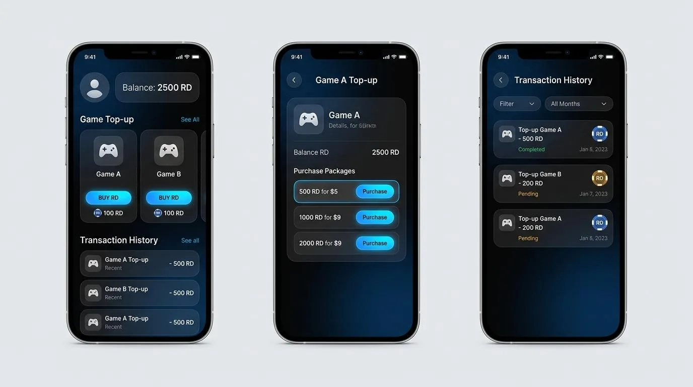 Interface top up game royal dream di RD Top Up Express